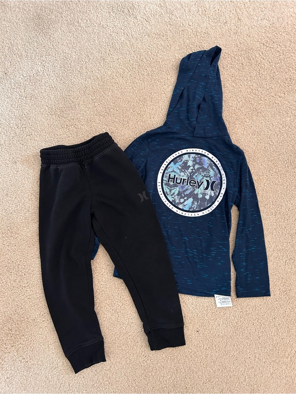 Hurley Navy Hoodie and Black Joggers Set